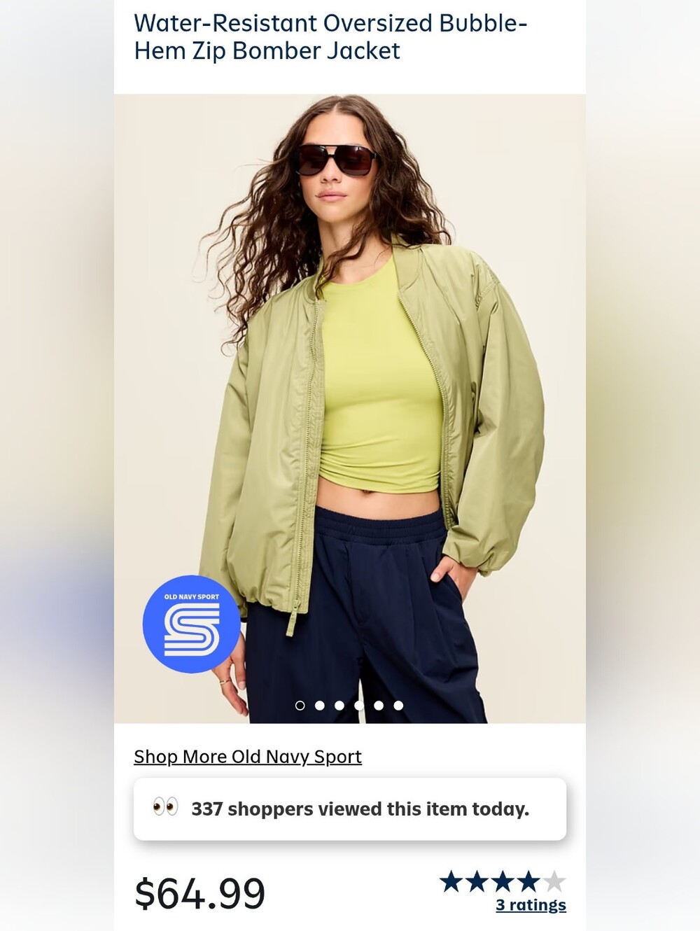 Old Navy Light Olive Green Zip Bomber Jacket